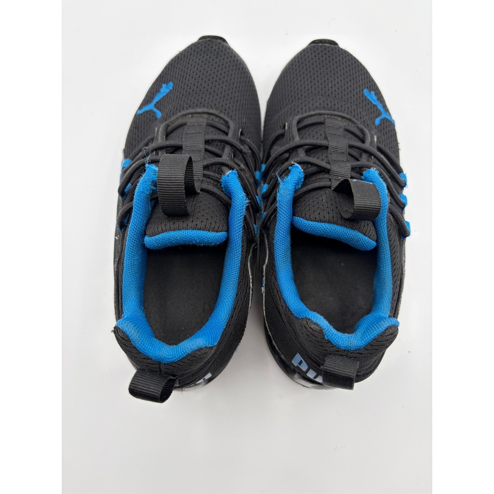 Puma Axelion Lightning Sneakers Kids Size 2C Black Blue Athletic Running Shoes - Picture 7 of 9